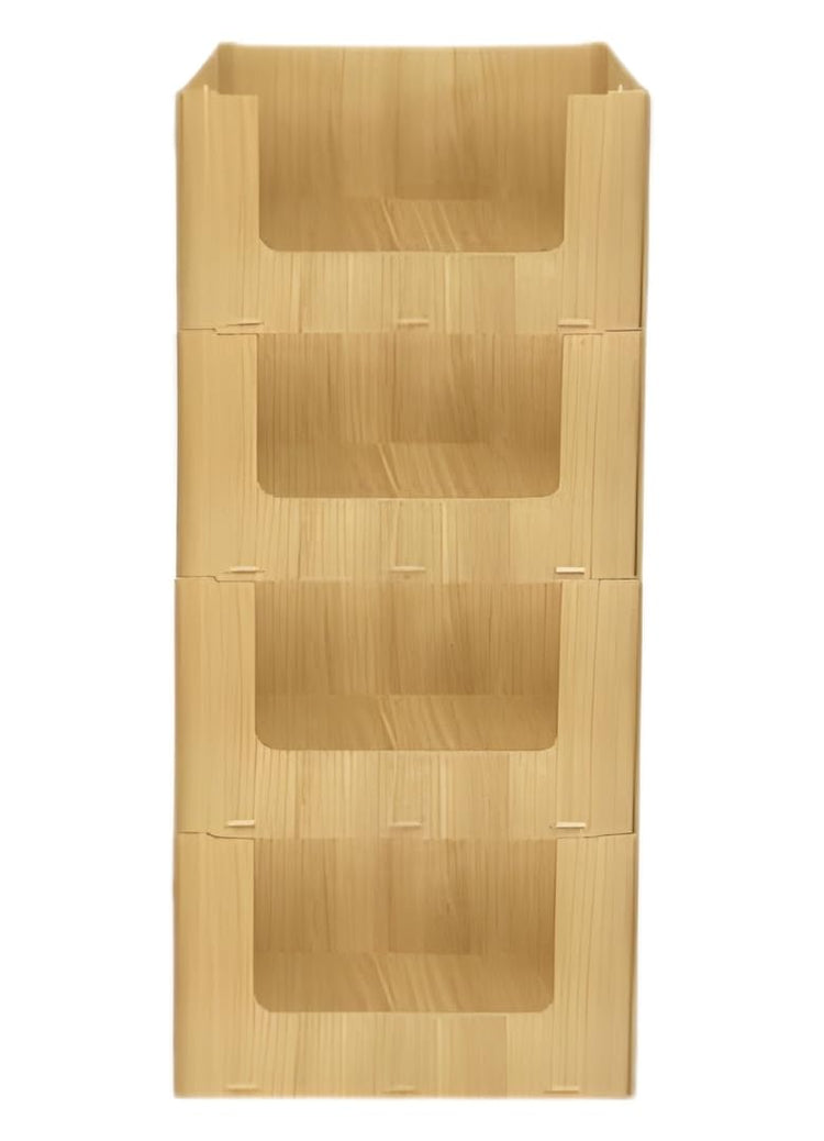 Wooden Stackable Storage Bins Open Front for Pantry Storage (3 Count)