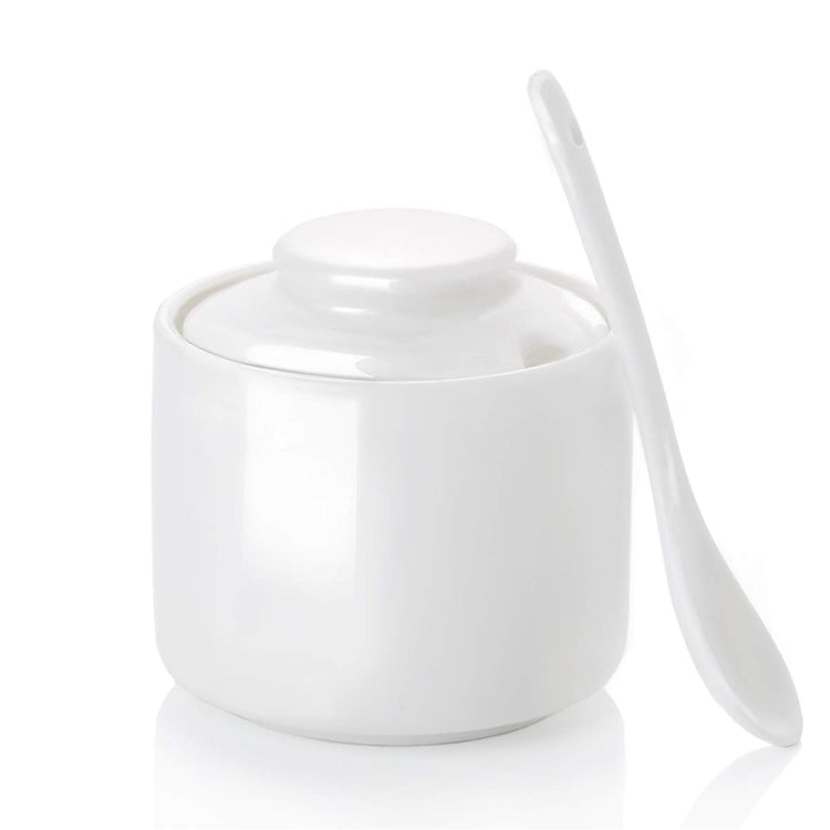 Ceramic Sugar Bowl with Lid and Spoon 8oz