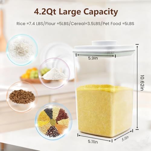 Pop Airtight Food Storage Containers Set with Lids (gray, 2x4.2Qt)