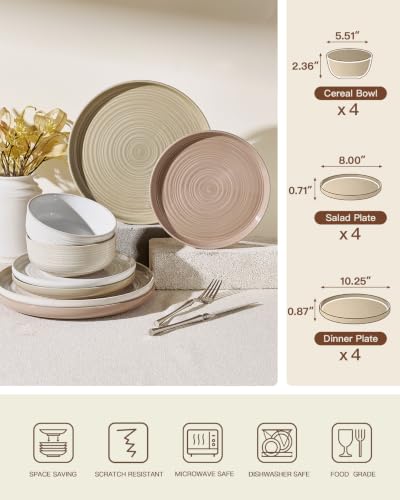 Stoneware Dinnerware Set for 4 (Multicolor)