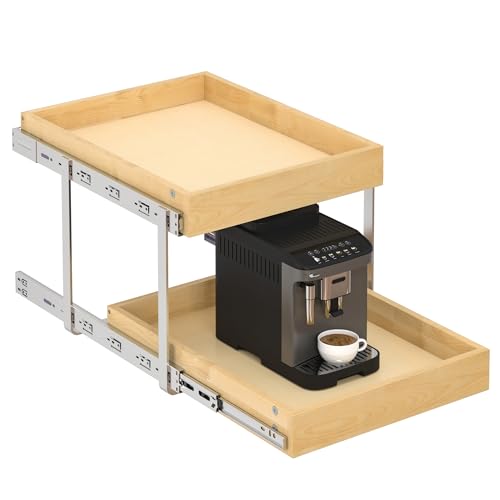2 Tier Pull Out Cabinet Organizer with Soft Close Slides (17''W x22''D / 2 Tiers)