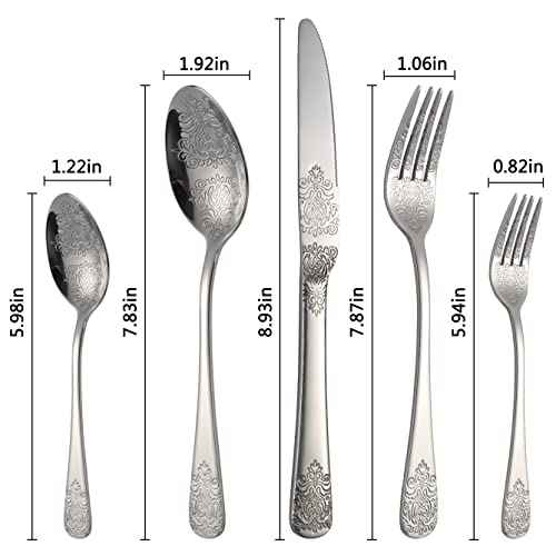 Silverware Set Stainless Steel Heavy Duty Flatware Cutlery Set for 4 Kitchen Utensil Tableware Sets Include Knives Forks Spoons for Kitchen Home Restaurant (4 Count)