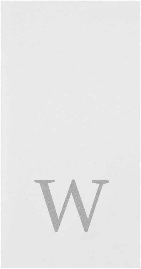 Luxenap 15.8 X 7.9 Inch Linen-Feel Guest Towels, 2000 Lettered Hand Towels - Silver Letter 'W', Sans Serif Font, White Paper Dinner Napkins, airlaid, For Restrooms And Tables - Restaurantware