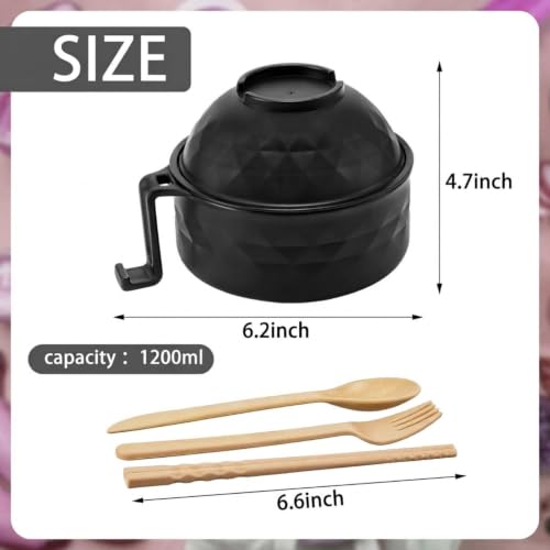 6 Sets Microwave Ramen Bowl with Utensils Bulk (Elegant Colors)