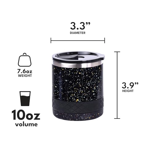 Recess Lowball 10oz Stainless Steel Tumbler Whiskey Glass w (10 Ounces / Black Speckle)