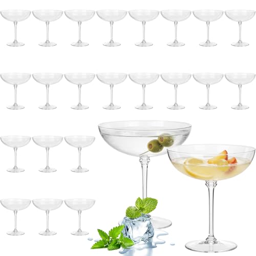 24 Pcs Plastic Coupe Glasses 9 oz Disposable Martini Glasses for Cocktails (24 Count)