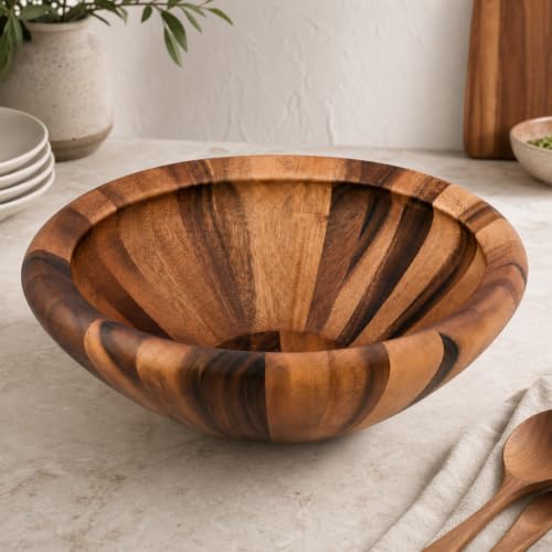 Acacia Wood Salad Bowl (6" Tall x 16" Diameter)