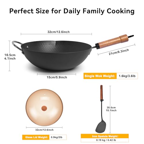 Carbon Steel Wok with Lid (12.59-inch-DBH)