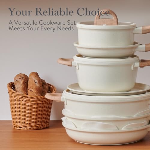 22 Piece Ceramic Cookware Set with Utensils