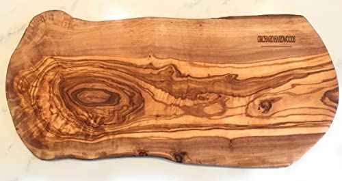 16" Rustic Handmade Olive Wood Bark Edge Charcuterie Board by Orchard Hardwoods