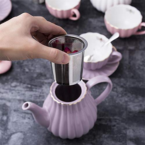 Fine China Purple Teapot and Creamer Sugar Bowl Set
