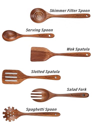 Teak Wooden Kitchen Utensils Set for Cooking