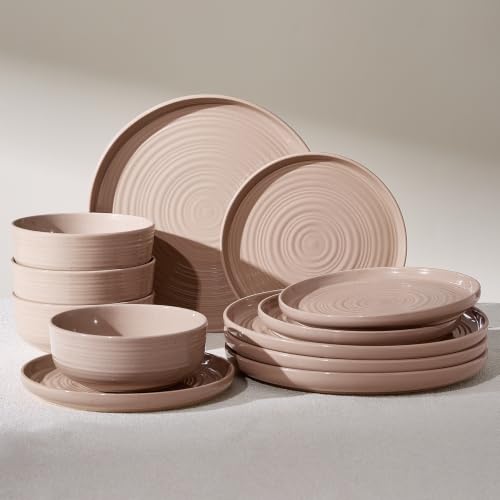 Stoneware Dinnerware Sets for 4 (Cinnamon Brown)
