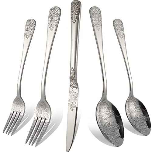 Silverware Set 40 Pieces Stainless Steel Flatware Cutlery Set Service for 8 Kitchen Utensil Tableware Sets Include Knives Forks Spoons for Kitchen Home Restaurant (4 Count)