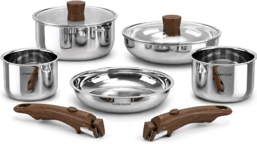 9pcs 3 Ply Clad Stainless Steel Cookware Set w (9 Count)