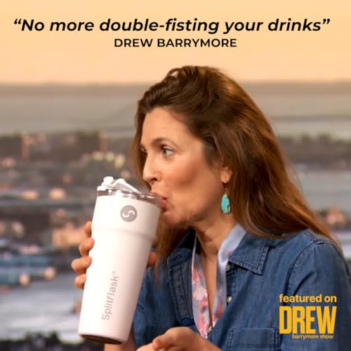 2-in-1 Hot & Cold Vacuum Insulated 30oz Tumblers, Stainless Steel Dual Chamber, Leak-Proof, BPA-Free, Fits Cup Holder, Travel Coffee Mug, Split Cup, 2 Drink, 2 Sides, Coffee & Water (Harper White) (Harper White)