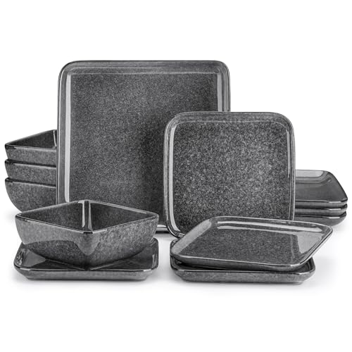 Stoneware Dinnerware Sets for 4 (Gray / Service for 4 (12 Pcs))