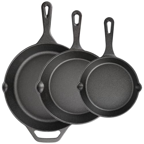Cast Iron Skillet 3 (6"/8"/10" Cast Iron Skillet Set)