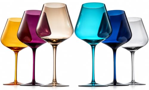 Jewel Colored Crystal Wine Glass Set of 6
