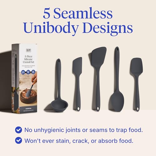 5 Piece Silicone Kitchen Utensils Set (Charcoal / 5 - Piece Set)