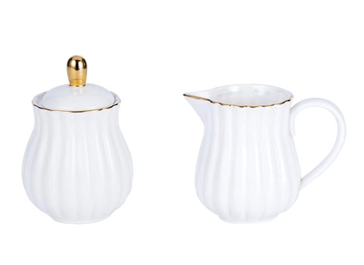 Fine China Pink Teapot and Creamer Sugar Bowl Set