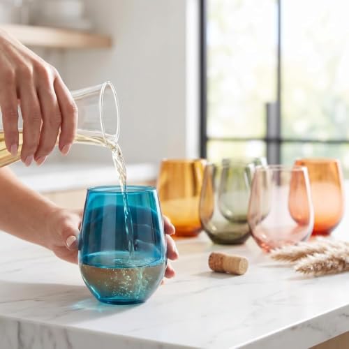 European Style Shatterproof Tritan Stemless Wine Glasses (6 Count)