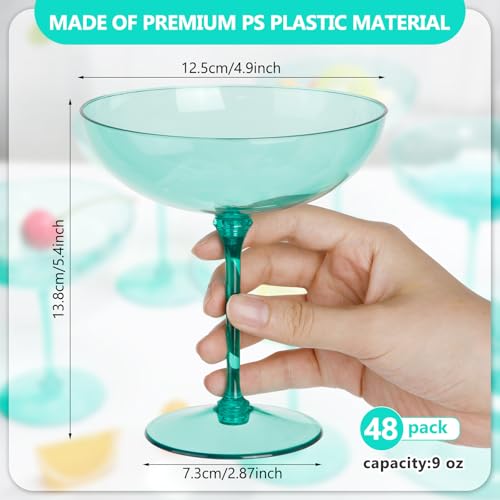 48 Pcs Plastic Coupe Glasses 9 oz Disposable Martini Glasses for Cocktails (48 Count)