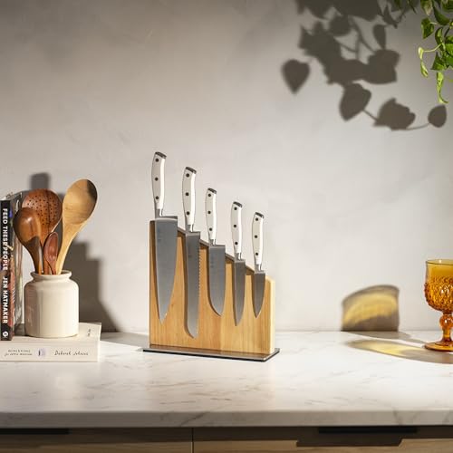 Yatoshi Magnetic Kitchen Knife Block Set 6 Pcs White (7 Count)