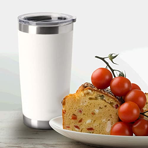 20oz Tumblers Stainless Steel Mugs with Lid Double Wall Vacuum Insulated Coffee Cups for Cold & Hot Drinks (White-A / 12 Count (Pack of 1))