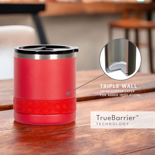 Recess Lowball 10oz Stainless Steel Tumbler Whiskey Glass w (10 Ounces / Red)