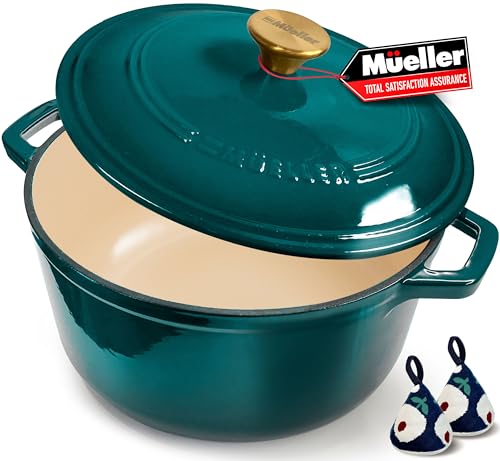 Mueller DuraCast 6 Quart Enameled Cast Iron Dutch Oven Pot with Lid