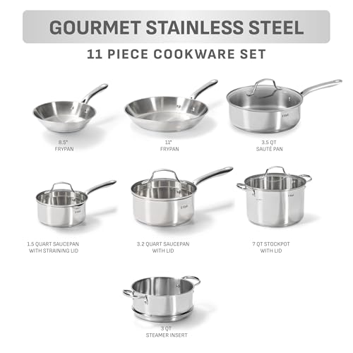 Stainless Steel Pots and Pans Set 11 Piece