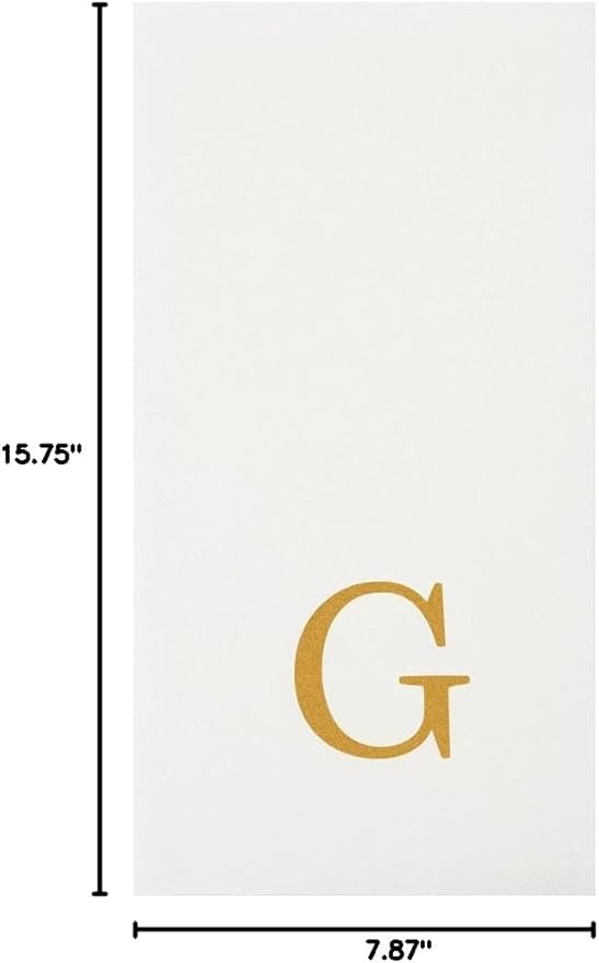 Luxenap 15.8 X 7.9 Inch Linen-Feel Guest Towels, 2000 Lettered Hand Towels - Gold Letter 'G', Sans Serif Font, White Paper Dinner Napkins, airlaid, For Restrooms And Tables - Restaurantware
