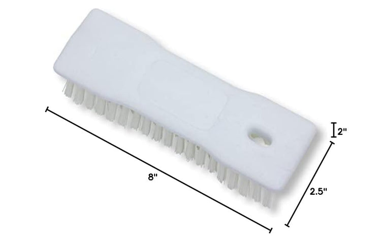 SPARTA Comfort Grip Scrub Brush Hand Brush for Bathroom, Kitchens, Countertop, Plastic, 8 Inches, White, (Pack of 6)