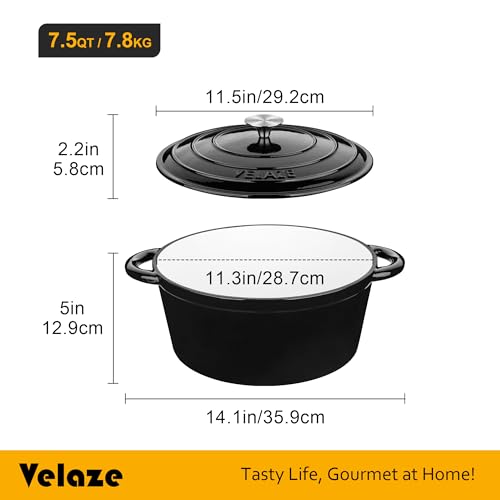 7.5 QT Enameled Cast Iron Dutch Oven Pot with Lid