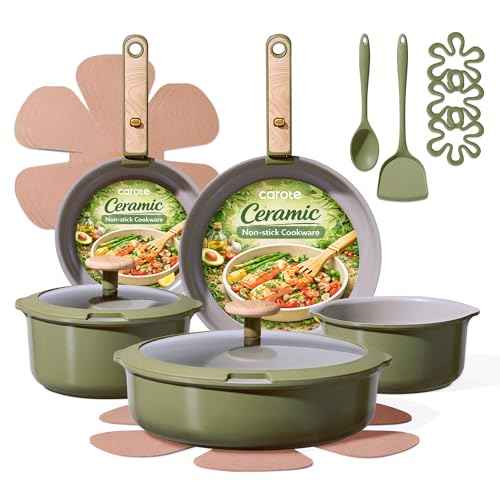 18 Pcs Ceramic Cookware Set Detachable Handle