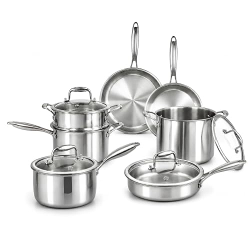 11-Piece 5-Ply Stainless Steel Cookware Set, Pots and Pans