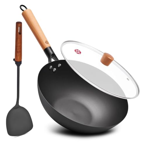 11.8" High Purity Iron Wok Pan (11.8 Inch Flat Bottom)