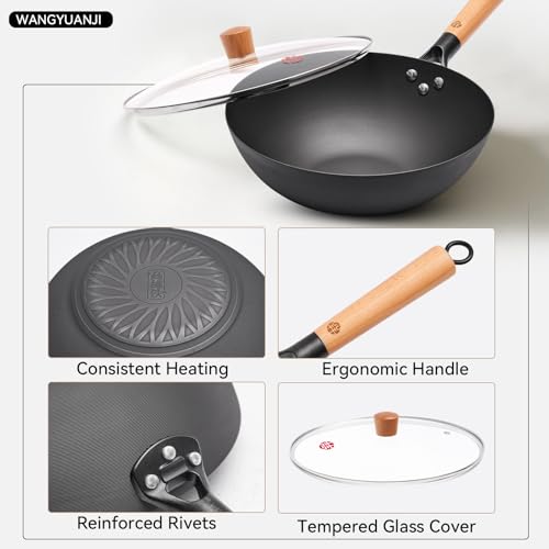 11.8" High Purity Iron Wok Pan (11.8 Inch Flat Bottom)