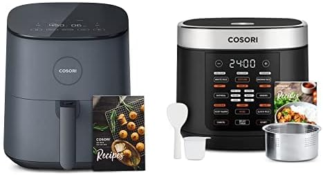 COSORI Rice Cooker 10 Cup Uncooked Rice Maker with 18 Cooking Functions & COSORI Air Fryer, 5 QT, 9-in-1 Airfryer Compact Oilless Small Oven