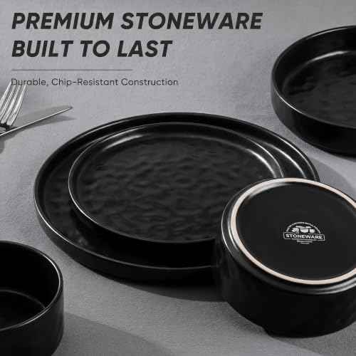 Black Plates and Bowls Sets (12 Count)