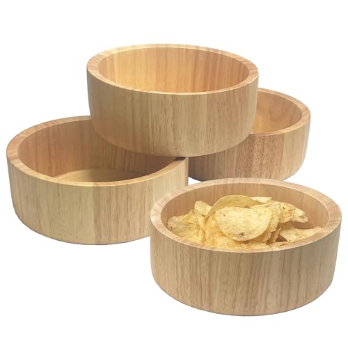 Woodard & Charles Rubberwood Ind Salad & Snack Bowls (6.5" x 2.5" Rubberwood Individual Bowls - Set of 4)
