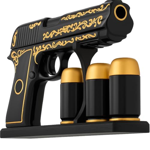 Gifts for Men Dad Hand Painted Gun Whiskey Decanter Set & Shot Glass