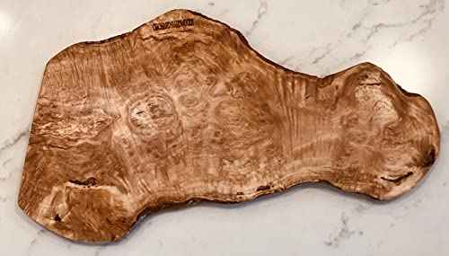 18" ORCHARD HARDWOODS Rustic Handmade Bark Edge Olive Wood Cheese Board