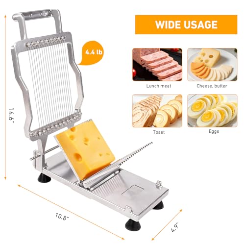 Commercial Cheese Slicer With Wire 6mm Cheese Cutter Butter Cutting Board Machine Aluminum Alloy Commercial Cheese Slicer with 316 Stainless Steel Wire Kitchen Cooking Baking Tool (0.24")