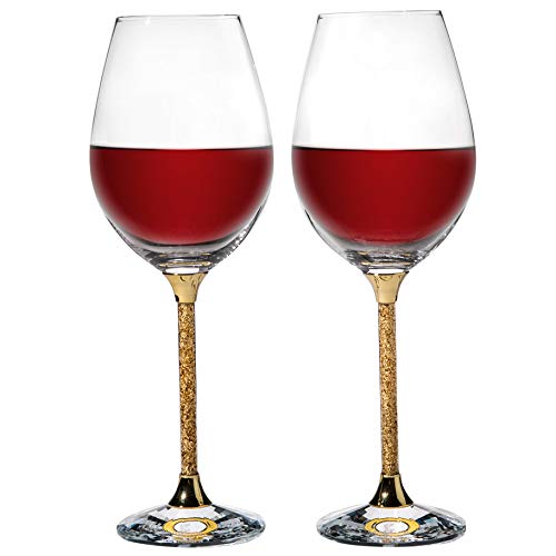 Crystal Gold Foil Wine Glasses Set Lead (2 Count)