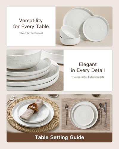 Stoneware Dinnerware Sets for 6 (White)