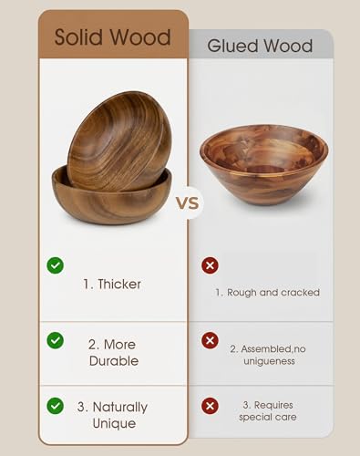 Large Wooden Salad Bowls Set of 2 (Brown Large(set of 2))
