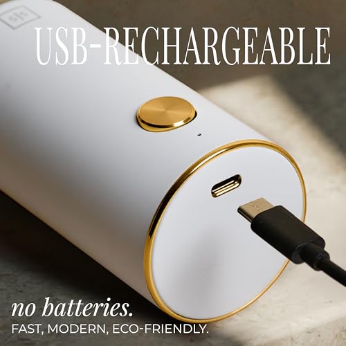 Rechargeable White Electric Salt and Pepper Grinder Set (White)