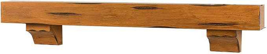 MANTELSDIRECT Breckenridge 60” Fireplace Mantel Shelf with Corbels – Rustic Floating Mantel Shelf for Over Fireplace – Chestnut - Wood Shelf for Wall – Pine Box Construction